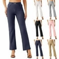 thumbnail image 1 of Fall Yoga Pants for Womens Plus Size High Waist Solid Color Elastic Waist Work Office Straight Leg Casual Pants, 1 of 9
