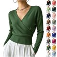 thumbnail image 1 of Fall and Winter Fit Knit Tops for Women Long Sleeved Solid Color Collar Top Casual Sweater, 1 of 9