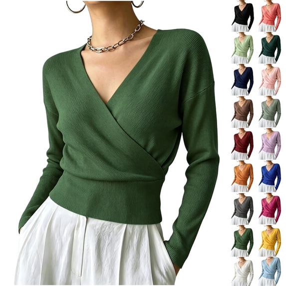 Fall and Winter Fit Knit Tops for Women Long Sleeved Solid Color Collar Top Casual Sweater