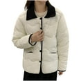 thumbnail image 1 of Fall and Winter Warm Fleece Jackets for Womens Fashion Plus Size Lapel Short Fashion Casual-padded Long Sleeve-padded Jacket, 1 of 6