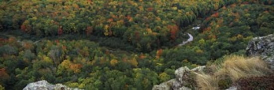 Fall colors on mountains near Lake of the Clouds Ontonagon County Upper Peninsula Michigan USA Canvas Art - Panoramic Images (36 x 12)