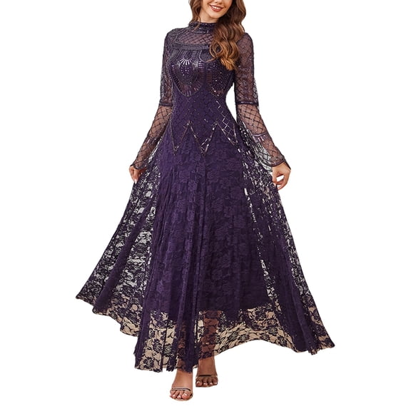 Fall dresses Evening Gown Elegant Banquet Party Dress Long Sleeve Formal Gown For Floor Length Sequin Maxi Dress With Slit sequin dress