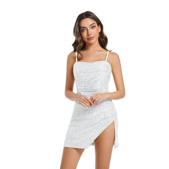 Fall dresses Sparkly Sequined Sleeveless Midi Party Dress For Off Shoulder Irregular Hemline Festive Celebration Outfit sequin dress