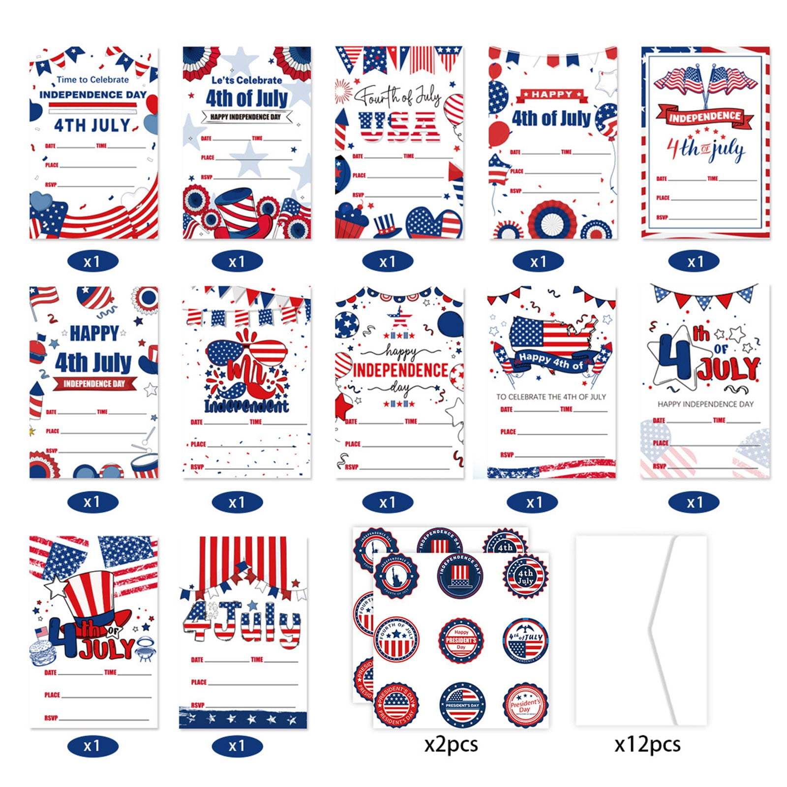 Fall fashion decor 2024 Independence Day Greeting Card Set Handwritten