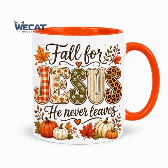 Fall for Jesus Ceramic Mug, Autumn Pumpkin Faith Gift, Thanksgiving Christian Coffee Cup