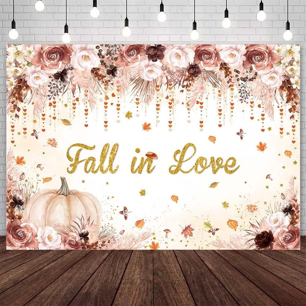 Fall in Love Backdrop Autumn Bridal Shower Party Decorations Bohemia ...