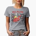thumbnail image 1 of Fall in Love with You, Skeleton Couple, Retro Checkerboard, Valentine's Day Gift, Heather Grey T-Shirt, Large, 1 of 5