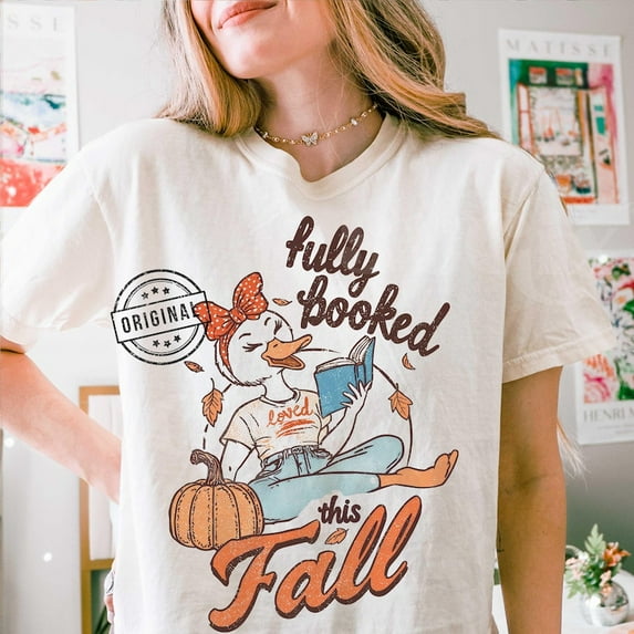 Fall reading T-shirt, Fall Goose T-shirt, Fall Bookworm Shirt, Fall Coquette Shirt, Autumn Shirt, Fall Shirt TH050624