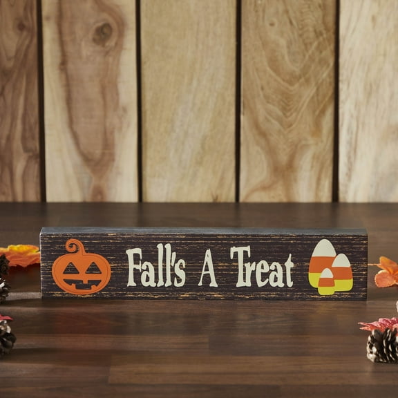 VHC Brands Fall's A Treat MDF Sign 3x14x1, Holiday Decoration for Tabletop, Table Decor for Halloween