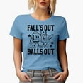 thumbnail image 1 of Fall's Out Balls Out, Retro Football & Pumpkin Art, Fall Merch Gift, Baby Blue T-Shirt, XL, 1 of 5