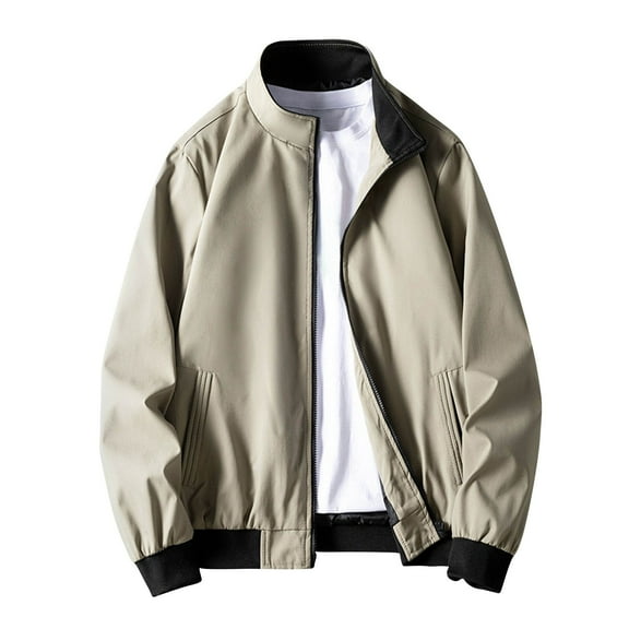 Mens Lightweight Jackets Stitching Drawstring Hooded Slim Fashion Jacket Coat Outwear