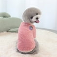thumbnail image 1 of Fall/winter New Small Dog Clothing Bomei Warm Velvet Clothing Two-foot Clothing pink L, 1 of 8