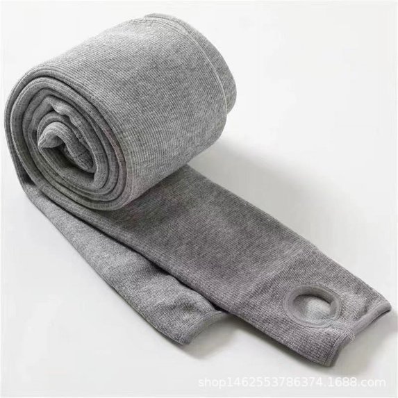 Fall/winter Suet Leggings High Waist Cotton Vertical Stripe Pantyhose Plus Velvet Padded Pantyhose Ladies One Pants Light grey