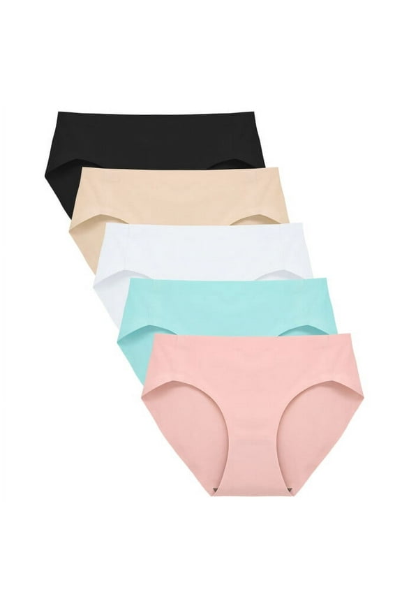 No Show Underwear for Women Seamless High Cut Briefs Mid-waist Soft No Panty Lines,Pack of 5