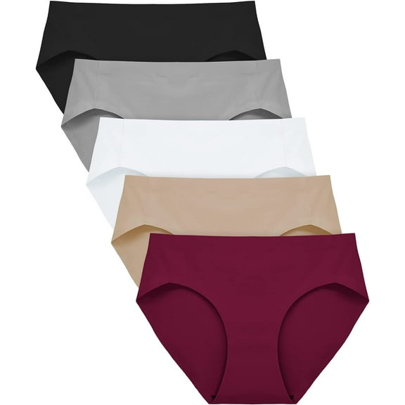 FallSweet No Show Underwear for Women Seamless High Cut Briefs Mid-waist Soft No Panty Lines,Pack of 5