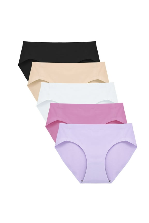 No Show Underwear for Women Seamless High Cut Briefs Mid-waist Soft No Panty Lines,Pack of 5