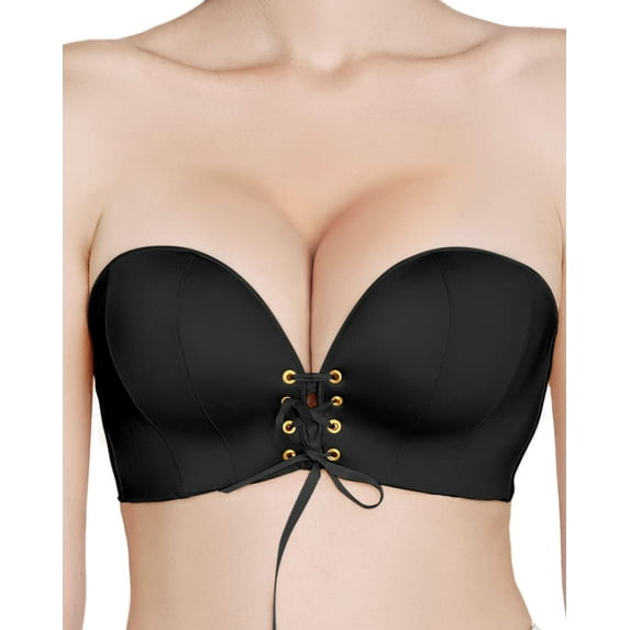 FallSweet Strapless Bra for Women Push Up Padded Brassiere Add Two Cup Bra Wirefree