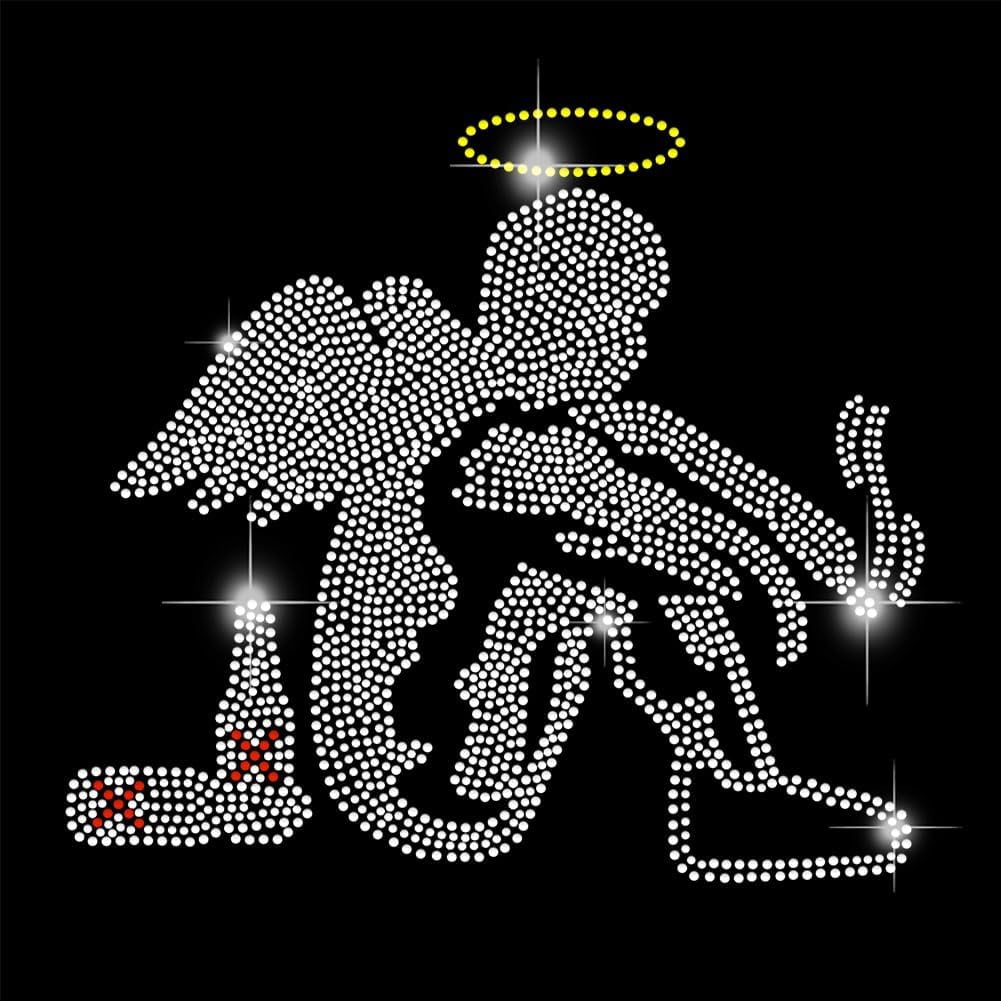 Fallen Angel Rhinestone Fallen Angels Iron on Rhinestones Transfer Angels Bling Rhinestone ...