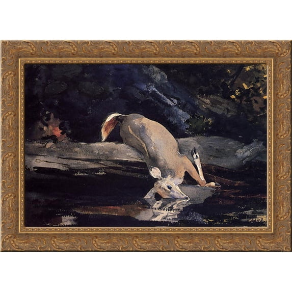Fallen Deer 24x19 Gold Ornate Wood Framed Canvas Art by Homer, Winslow