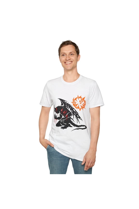 Fallen Demon Devil Gothic Dark Fantasy Horned Beast Unisex Softstyle T-Shirt