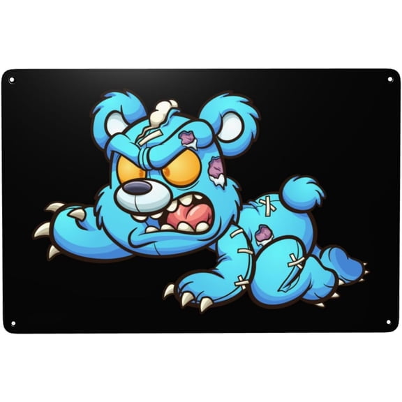 Fallen Evil Teddy Bear Tin Signs 8x12 Inch Funny Vintage Metal Sign Man Cave Decor Garage Wall Decor