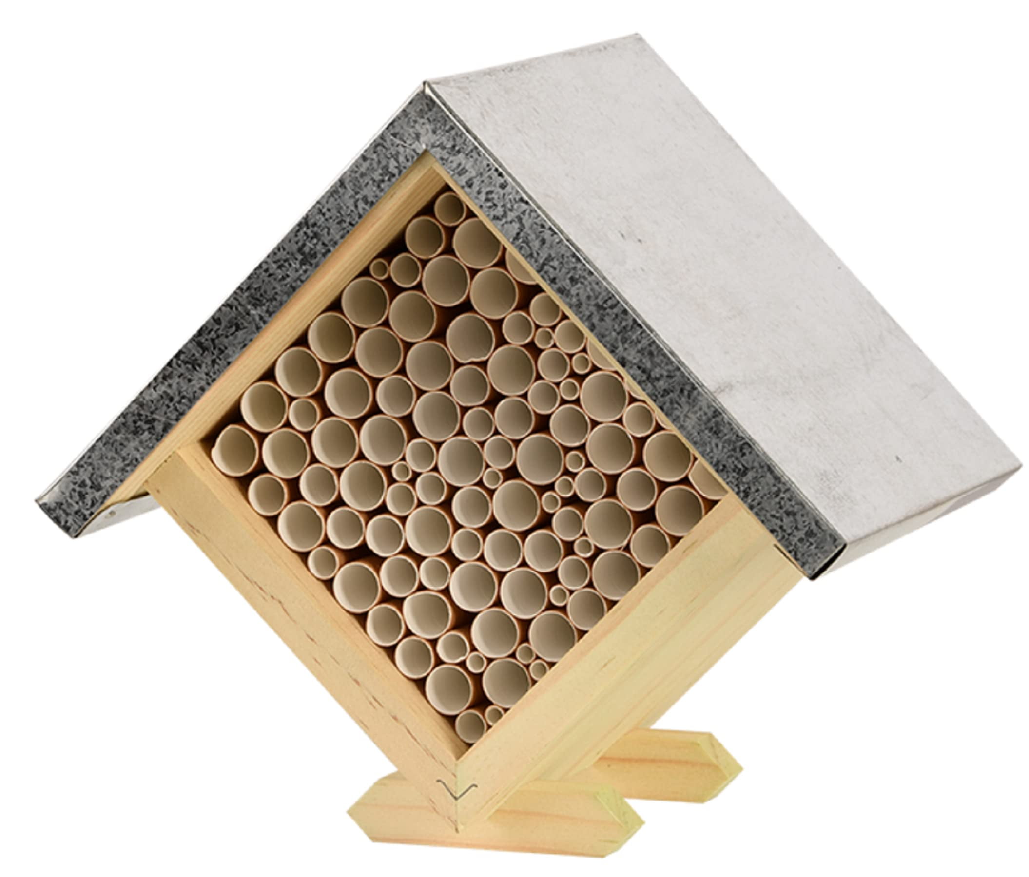 Natural Pine and Zinc Roof Square Bee House