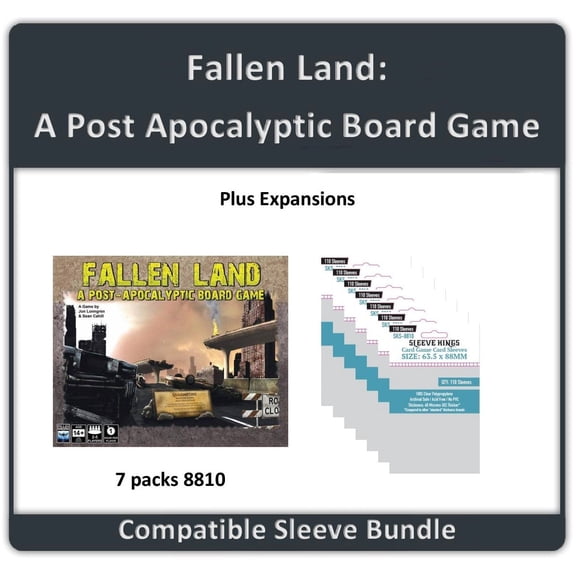 "Fallen Land: A Post Apocalyptic Board Game" + Expansions Compatible Card Sleeve Bundle (8810 X 7)