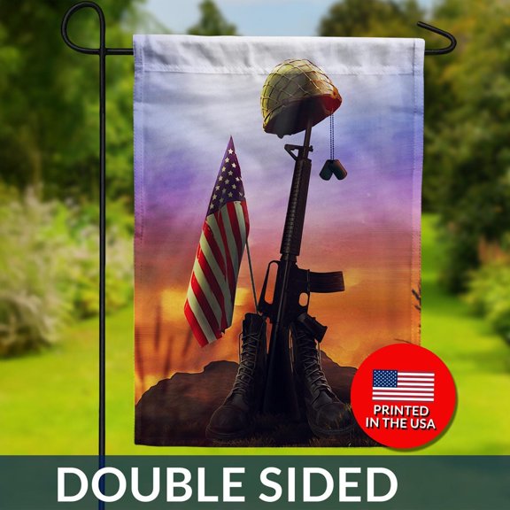 Fallen Soldier Memorial Flag Patriotic Military Tribute Decor 1