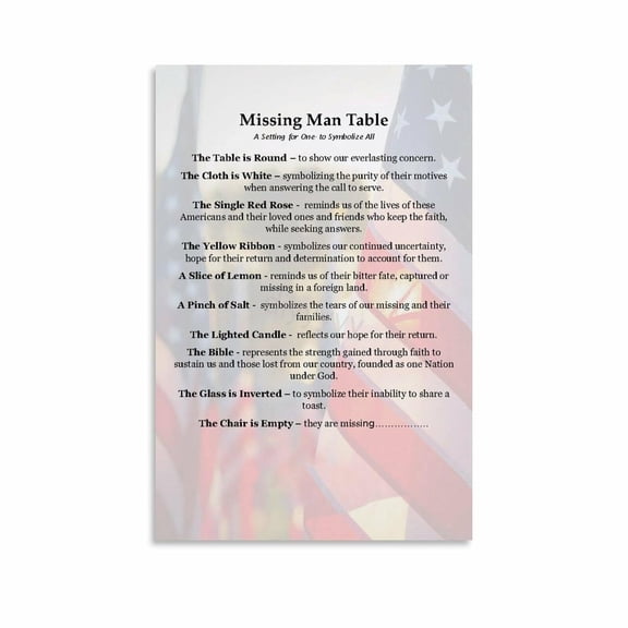 Fallen Soldier Memorial Sign Missing Man Table Memorial Day Veterans Day Poster (7) Canvas Painting Wall Art Poster for Bedroom Living Room Decor