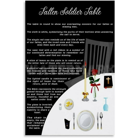 Fallen Soldier Memorial Sign Missing Man Table Poster Memorial Day (3) Canvas for Living Room Bedroom Decor