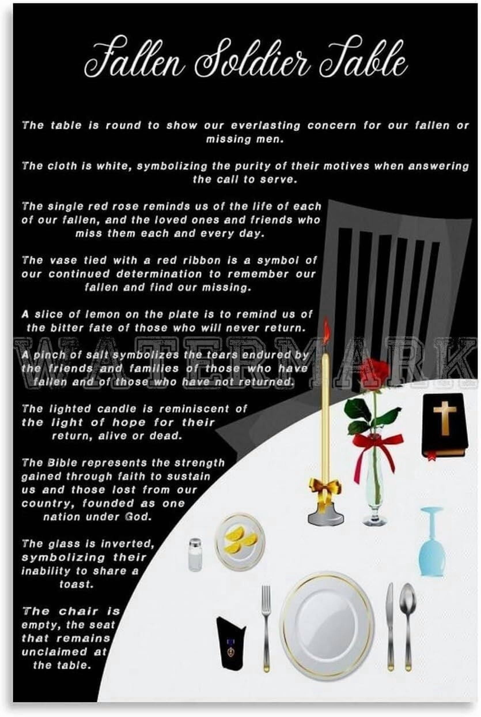 Fallen Sign Fallen Soldier Memorial Sign Missing Man Table Poster Memorial Day (3 ...
