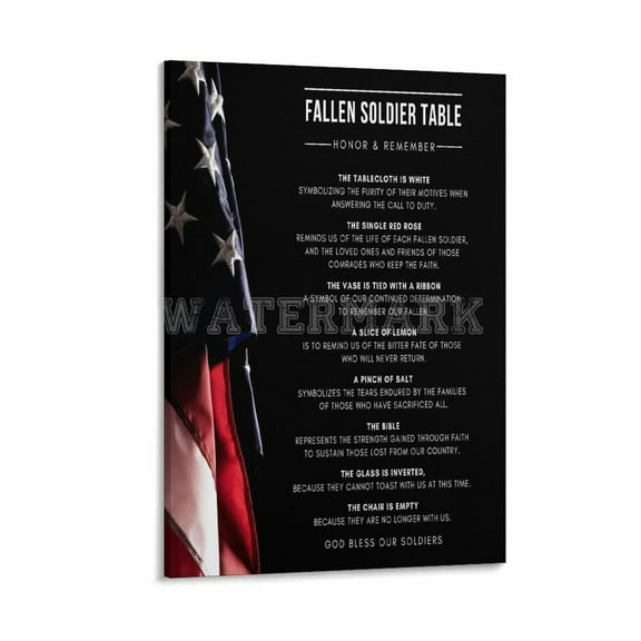 Fallen Soldier Memorial Sign Missing Man Table Poster Memorial Day (5) Canvas for Living Room Bedroom Decor