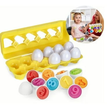 Falleo Clearance 12pcs Matching Eggs Set Educational Early Learning Shapes Sorting Color Recognition Eggs Toy Set