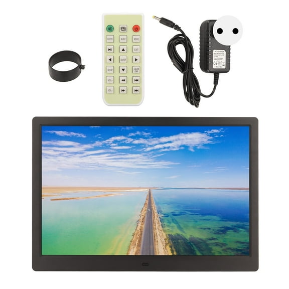 Falleo Clearance 15.4 Inch LCD Digital Photo Frame HD 1280x800 Large Storage USB Interface Electronic Picture Frame Black 100?240V EU Plug