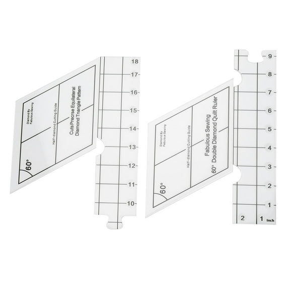 Falleo Clearance 18inch Double Strip Quilting Ruler 60 Degree Diamond Quilt Ruler High Accuracy Transparent Quilting Ruler for Designers