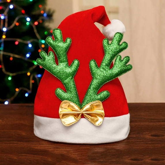 Falleo Clearance 1PC Christmas Deer Soft Santa Hat Xmas Hat Christmas Hats Santa Cap For Christmas Party Christmas Cartoon Animal Printed Hat Supplies Velvet Soft Thickening For Adult