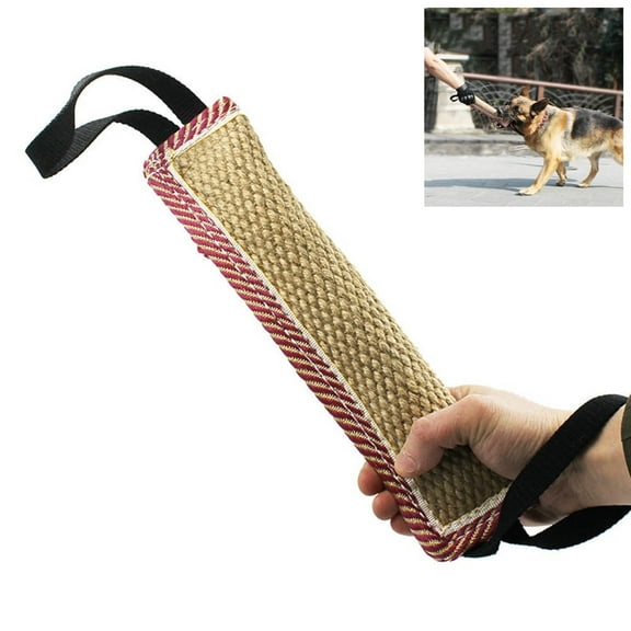 Falleo Clearance 1PC Natural Coarse Hemp Dog Bite Toy with 2 Handles Dog Training Toy