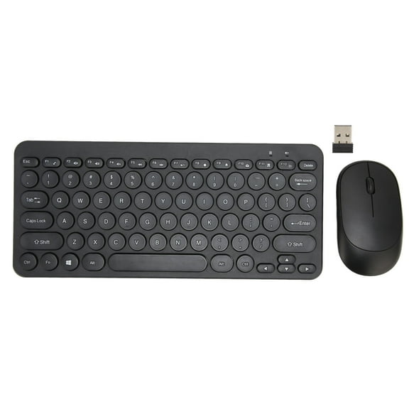 Falleo Clearance 2.4G Wireless Keyboard Mouse Combo 78 Key Retro Round Keycap Mute Buttons Ergonomics Mouse and Keyboard for Business Office Black