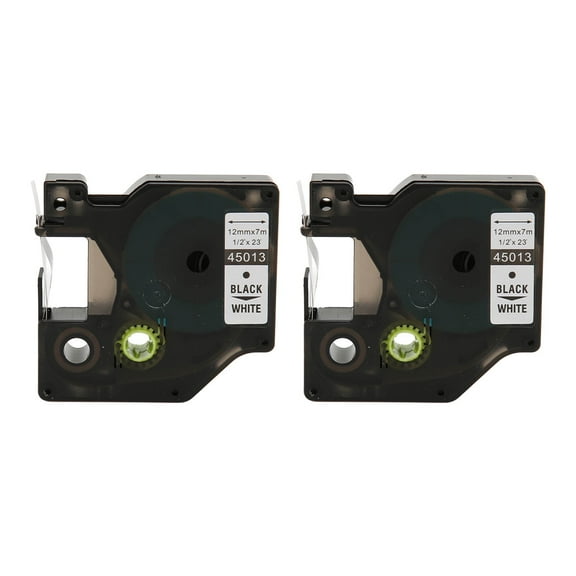 Falleo Clearance 2Pcs Label Tape for D1 Black On White Label Replacement Label Maker Refills for LM210D LP420 M500TS Lable Printers 23FT 12mm / 0.47in