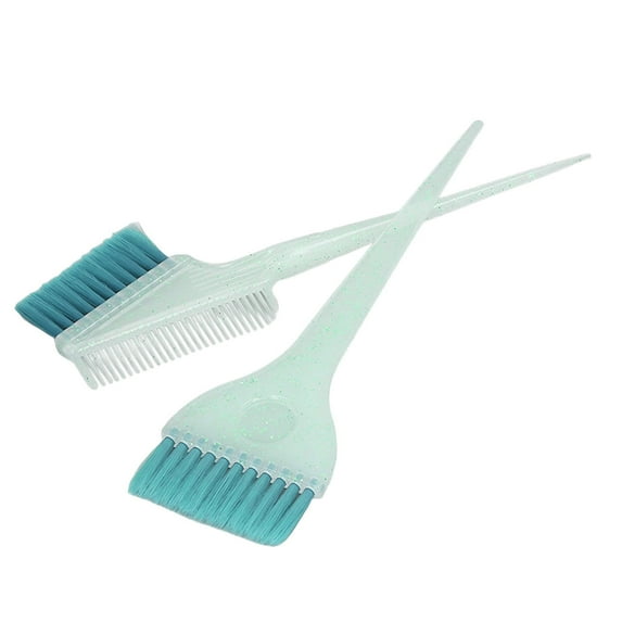 Falleo Clearance 2pcs Soft Nylon Hair Highlighting Brush Applicator Double Sided Hair Dye Brush Comb with Glitter Handle Green