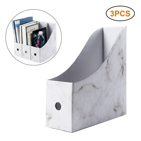 Falleo Clearance 3 pcs Sturdy Cardboard Magazine Holders Folder Holders Magazine Storage Box Desk File Holder