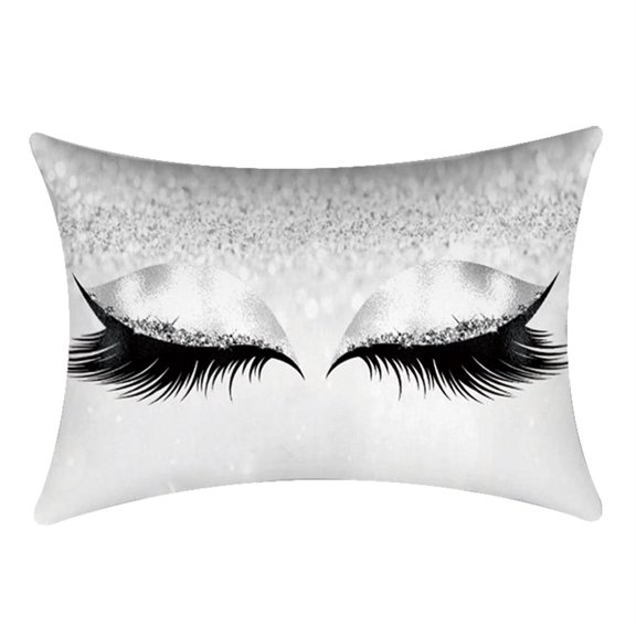 Falleo Clearance 30*50cm Shinning Eyelashes Pillow Case for Home Sofa Bed Car Waist Cushion (O)
