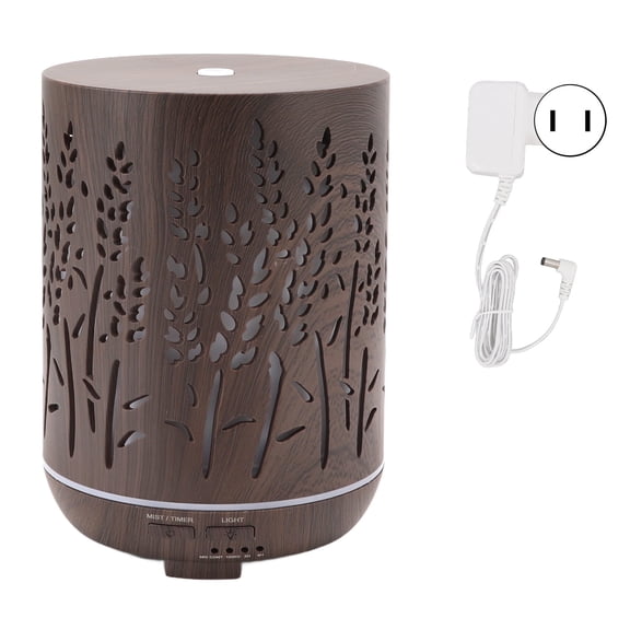 Falleo Clearance 300ml Wood Grain Aromatherapy Diffuser 7 Colors LED Light Quiet Essential Oil Diffuser Humidifier 100?240V US Plug