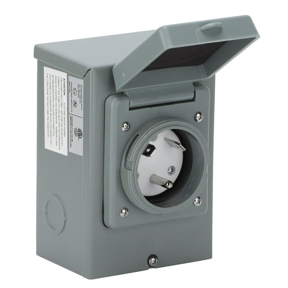 Falleo Clearance 30A Generator Power Inlet Box 125V 3750W Outdoor Weatherproof Socket Accessory for RV