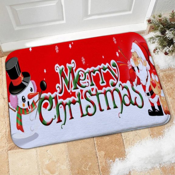 Falleo Clearance 3D Non-Slip Floor Christmas Print Carpet Living Room Floor Kitchen Bathroom Rug