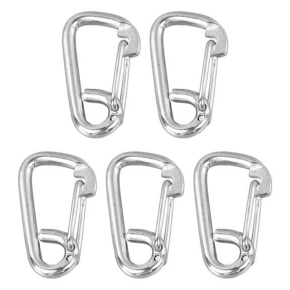 Falleo Clearance 5 Pcs Spring Hook 316 Stainless Steel Carabiner Clip Heavy Duty Spring Snap Hook for Chain Rope Swing Dog Leash