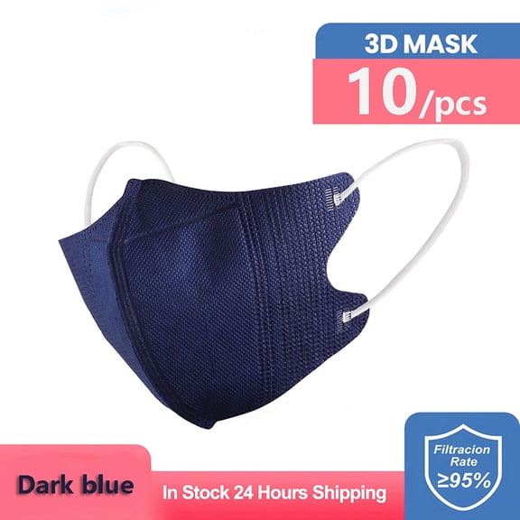 Falleo Clearance 50pcs Disposable Face Cover 3d Face Cover For Adults Navy Blue