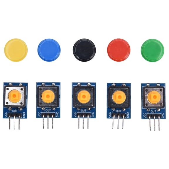 Falleo Clearance 5Pcs Button Module Large Push Switch Board with Color Covers Electronic Building Blocks