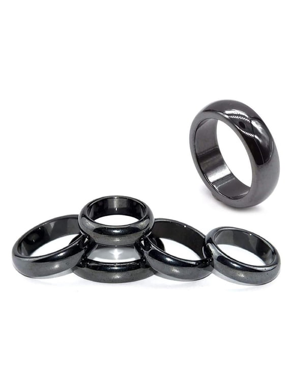 Clearance 5Pcs Hematite Rings Anxiety Balance Root Chakra Absorbs Negative Energy Finger Rings for Women Men