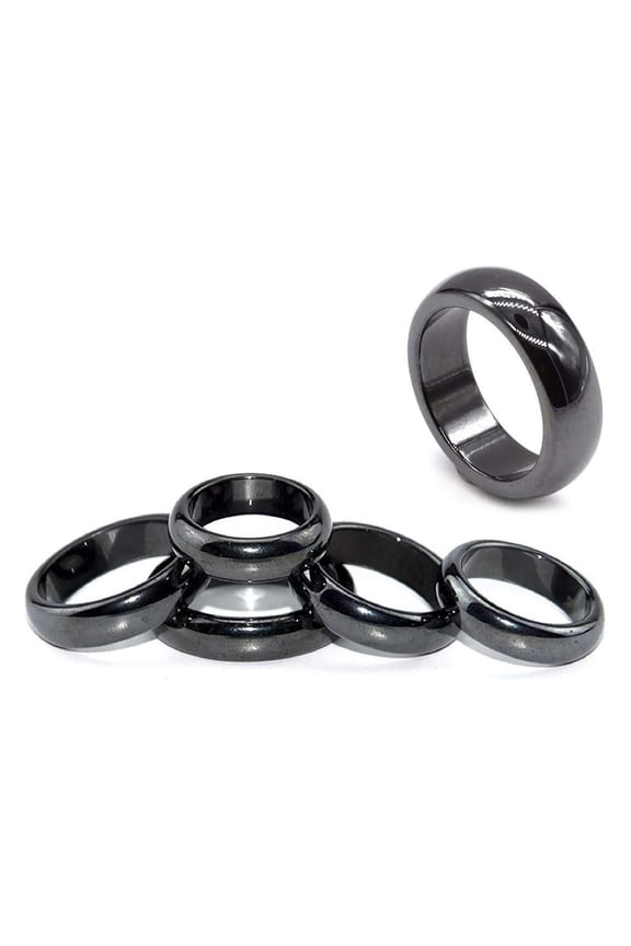 Clearance 5Pcs Hematite Rings Anxiety Balance Root Chakra Absorbs Negative Energy Finger Rings for Women Men